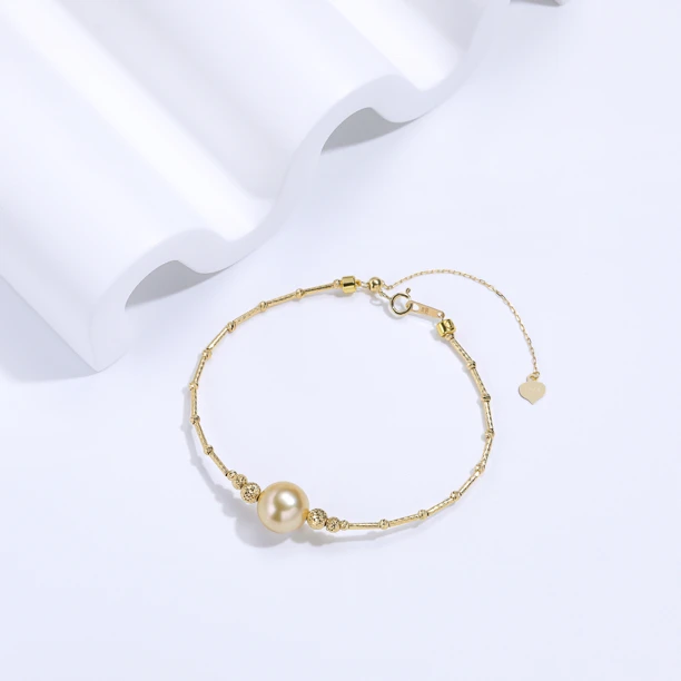 【罗伊伊高定】南洋金珠手链 9-10mm 18k金（17+5cm）