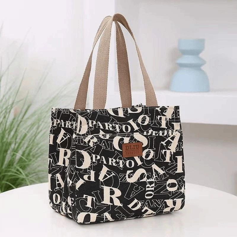 2025新款日式帆布女轻便手提包手拎外出上班带饭午餐包饭盒餐盒包