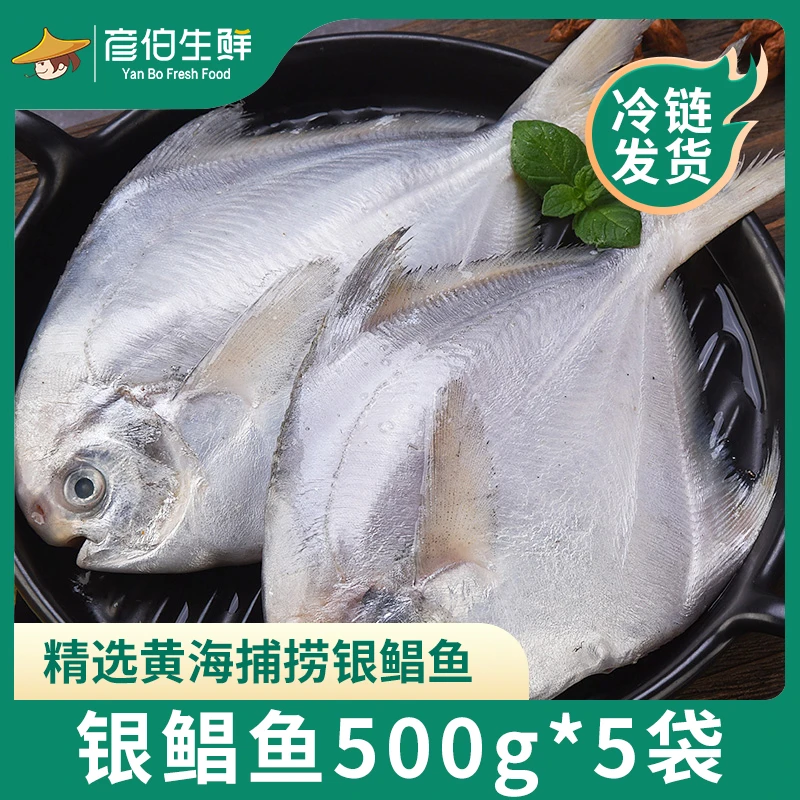 彦伯鲜冻鲳鱼银鲳鱼500g*5袋严选美味冷冻发货