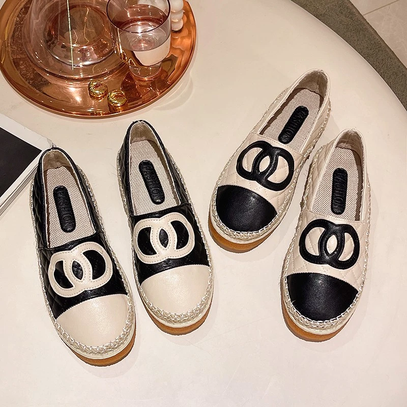 8576小香风女2025新款春季草编一脚蹬懒人鞋平底