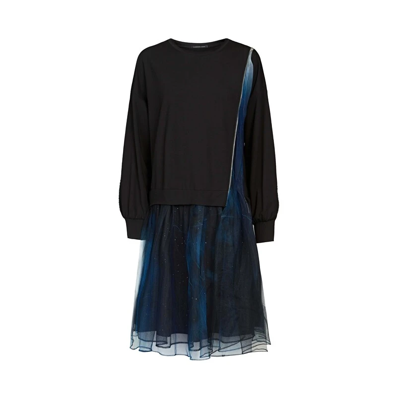 S·DEER秋冬时尚设计师渐变网纱拼接气质长袖女装连衣裙S233Z12E5