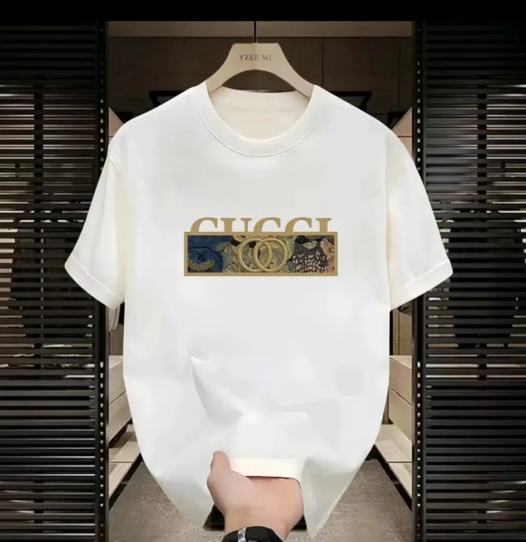 夏天时尚百搭休闲印花设计感短袖-CU双环