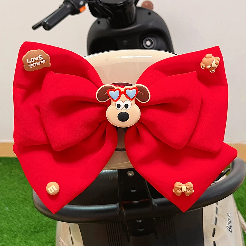 电动车尾部后备箱挂件可爱卡通蝴蝶结车载摆件摩托机车饰品女司机