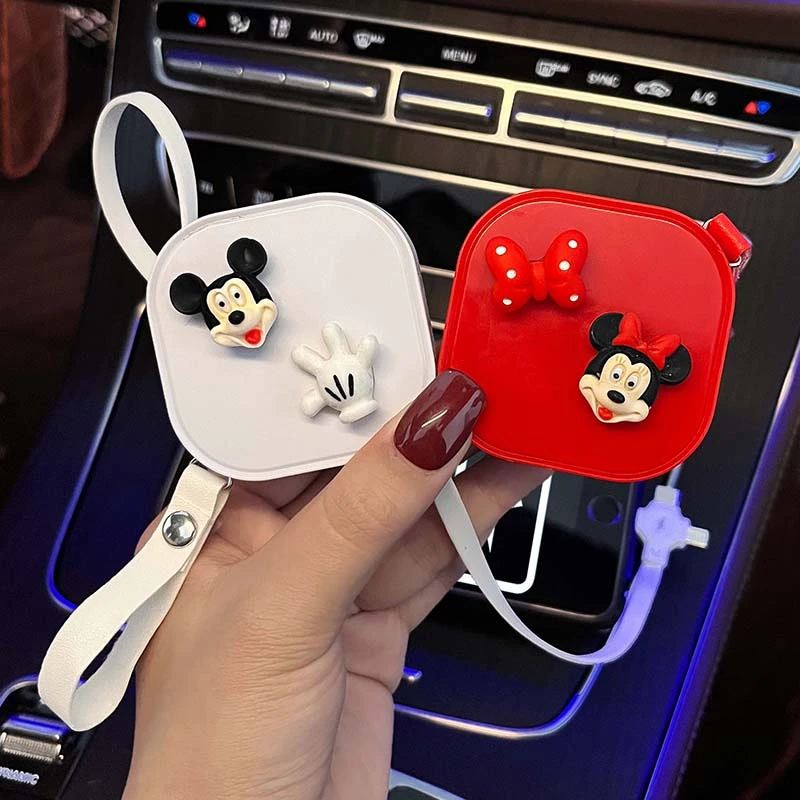 车载手机充电器伸缩线一拖三可爱卡通超级快充三合一数据线充电器