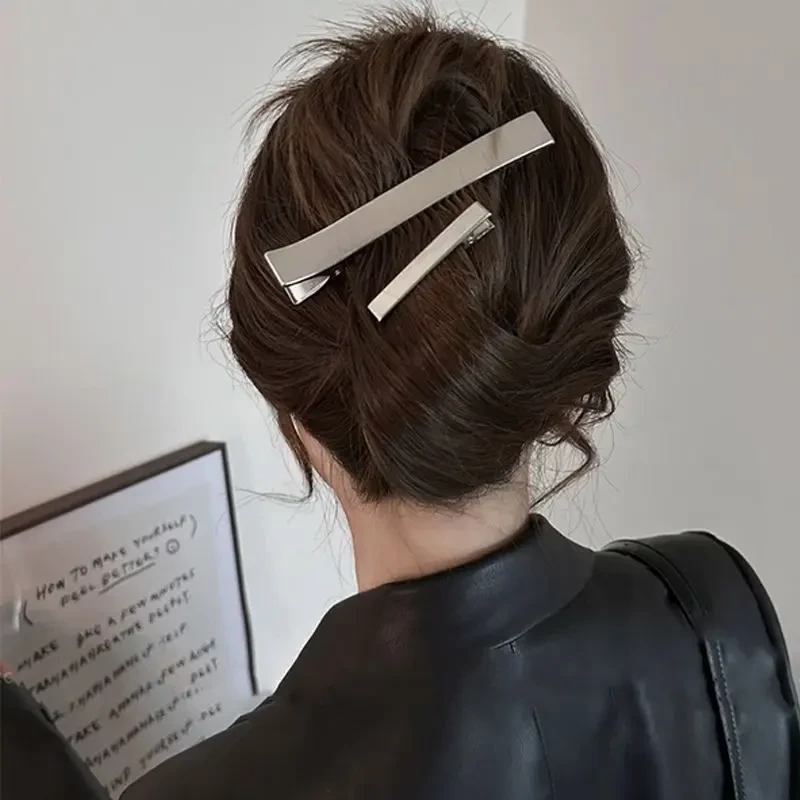 韩国银色金属鸭嘴夹发夹简约ins抓夹冷淡风盘头发发卡一字发夹女
