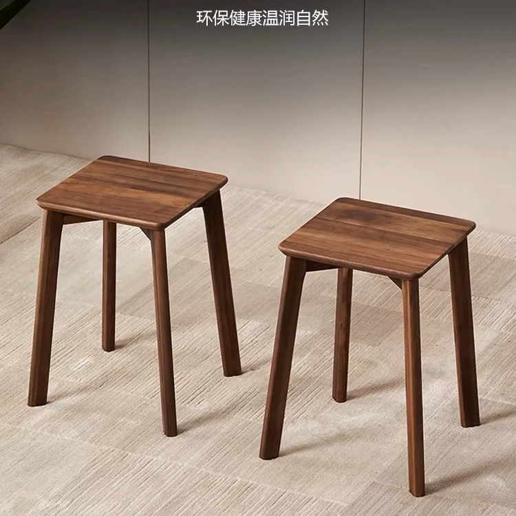 黑胡桃木实木凳子家用成人高板凳方凳客厅餐桌凳小板凳化妆凳餐凳