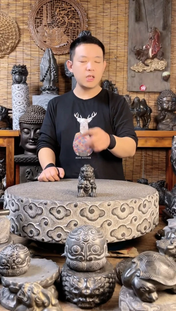 【闪购商品】10精工小狮子天然青石雕刻