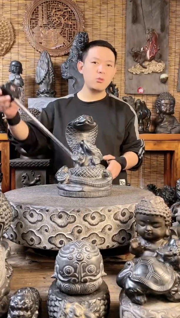 【闪购商品】30蛇如意天然青石雕刻