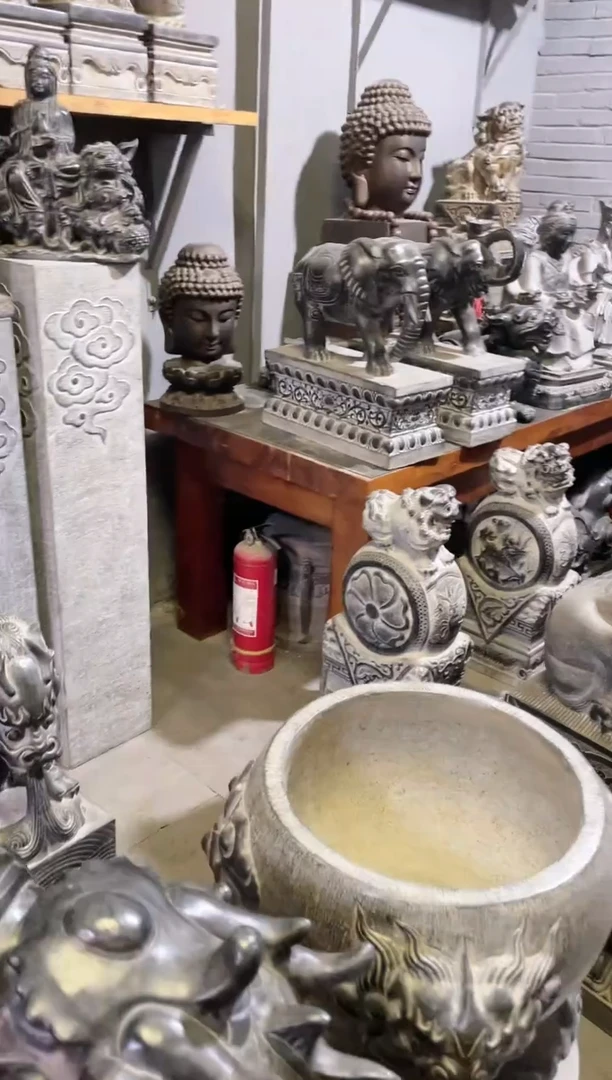 【闪购商品】30回头麒麟一对天然青石雕刻