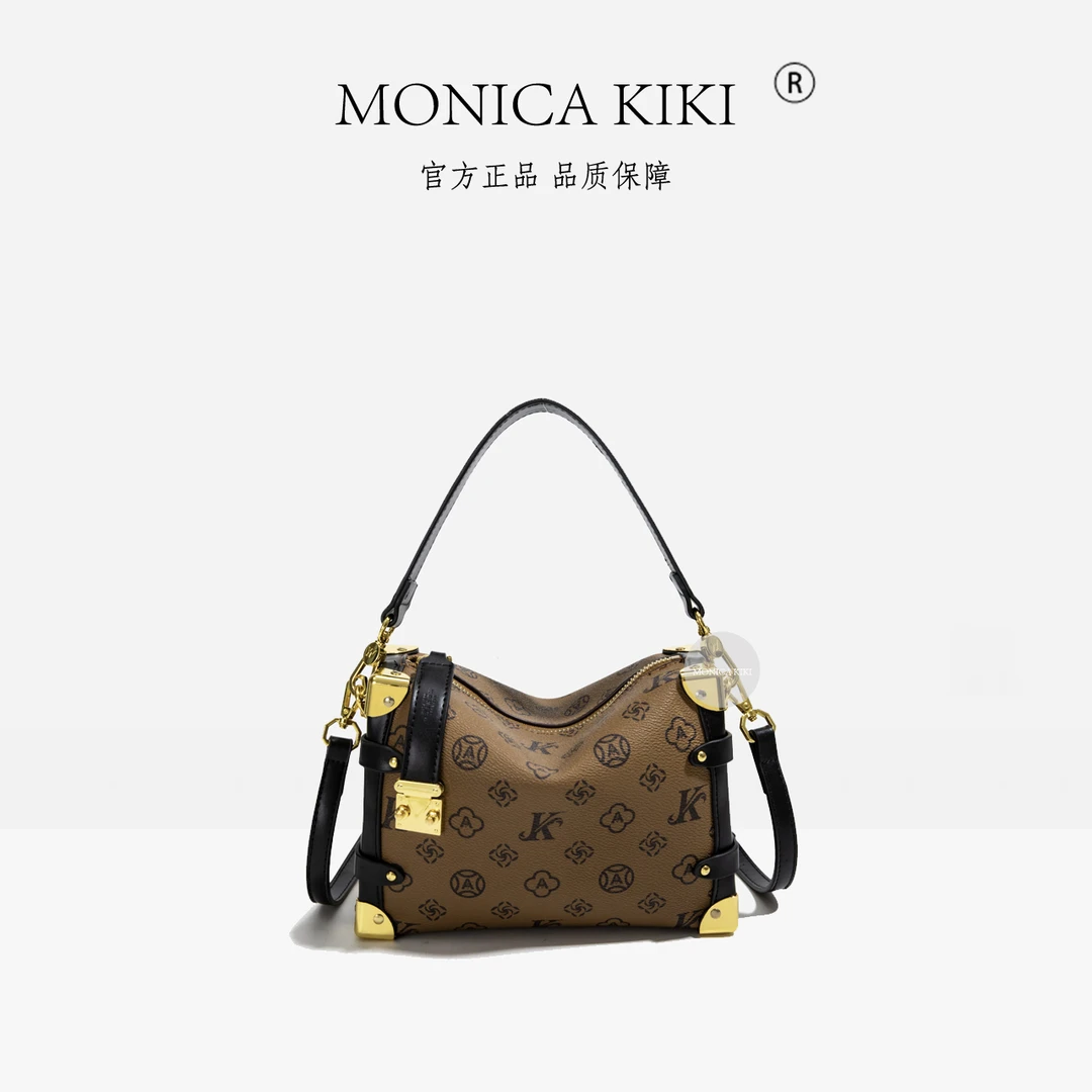 高级复古印花盒子包2025新款轻奢时尚手提包小众欧美气质单肩包女