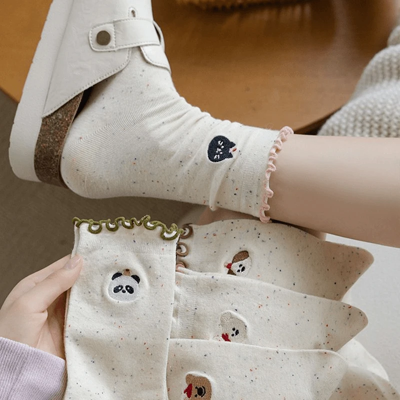 女生可爱卡通风百搭中筒堆堆袜少女心满满袜子