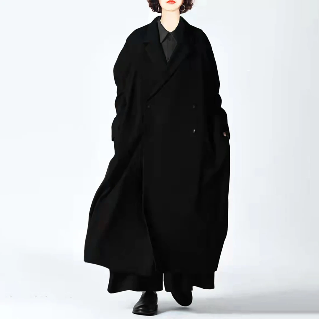 陈小满原创设计双面呢羊绒大衣澳洲羊毛大衣女新款长款冬装外套