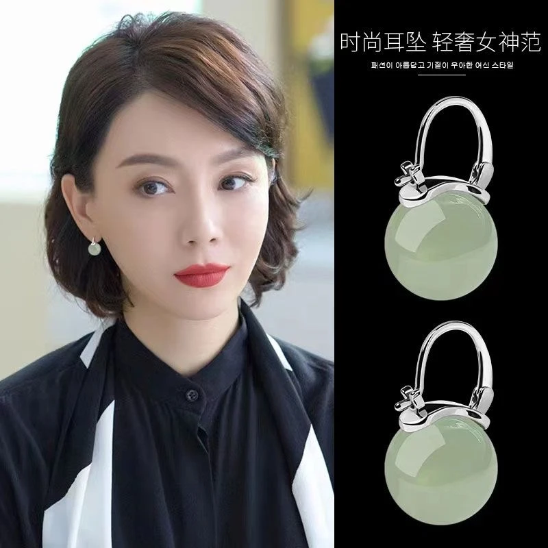 玉耳环爆款高端女复古风耳饰高级感耳坠网红款耳饰