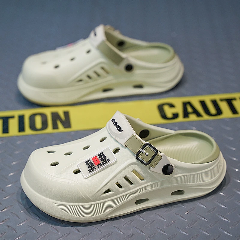 深刻洞洞鞋情侣款夏季外穿两用运动沙滩凉鞋防滑包头男拖鞋