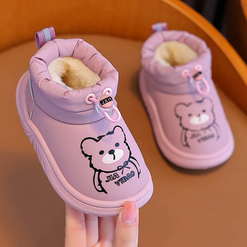 女童雪地靴冬季新款儿童加绒保暖棉靴宝宝软底学步鞋男童雪地棉鞋