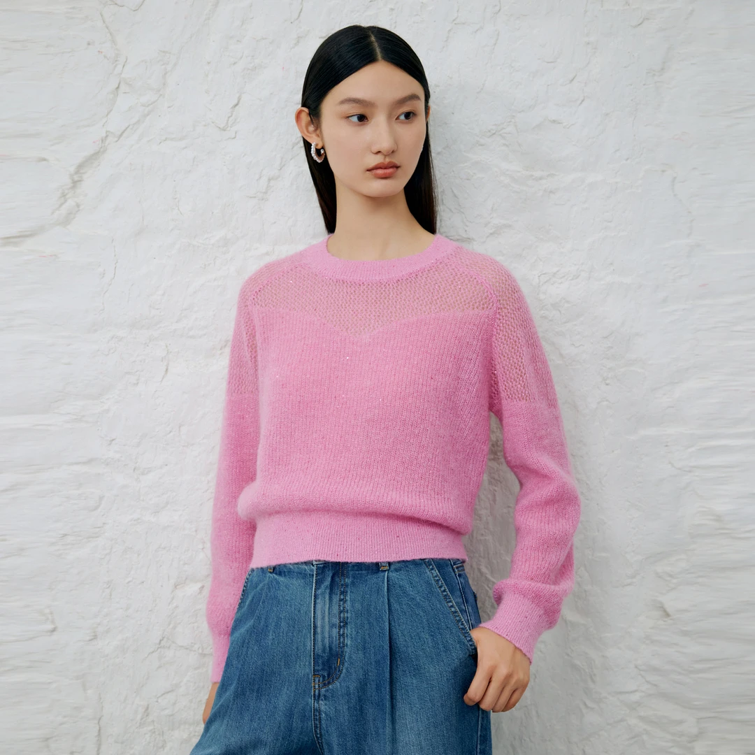 迪赛尼斯秋季新款通勤风气质套头衫薄款长袖毛针织衫女