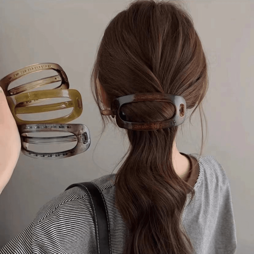 简约气质椭圆发夹女高级感亚克力后脑勺盘发一字夹时尚百搭头饰潮