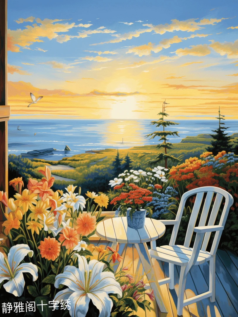 海滨美景（定制款）餐厅玄关十字绣