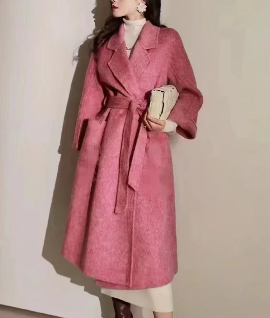 【丽公主专属】新韩系翻领纯色大气显瘦高级双面呢大衣RS-SY24D906