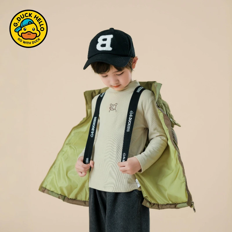 小黄鸭儿童黑金棉服外套男童女童宝宝秋冬加厚保暖新款石墨烯发热