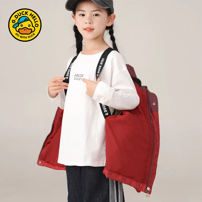 小黄鸭儿童黑金羽丝/绒丝服男童女童宝宝轻薄休闲保暖背带外套