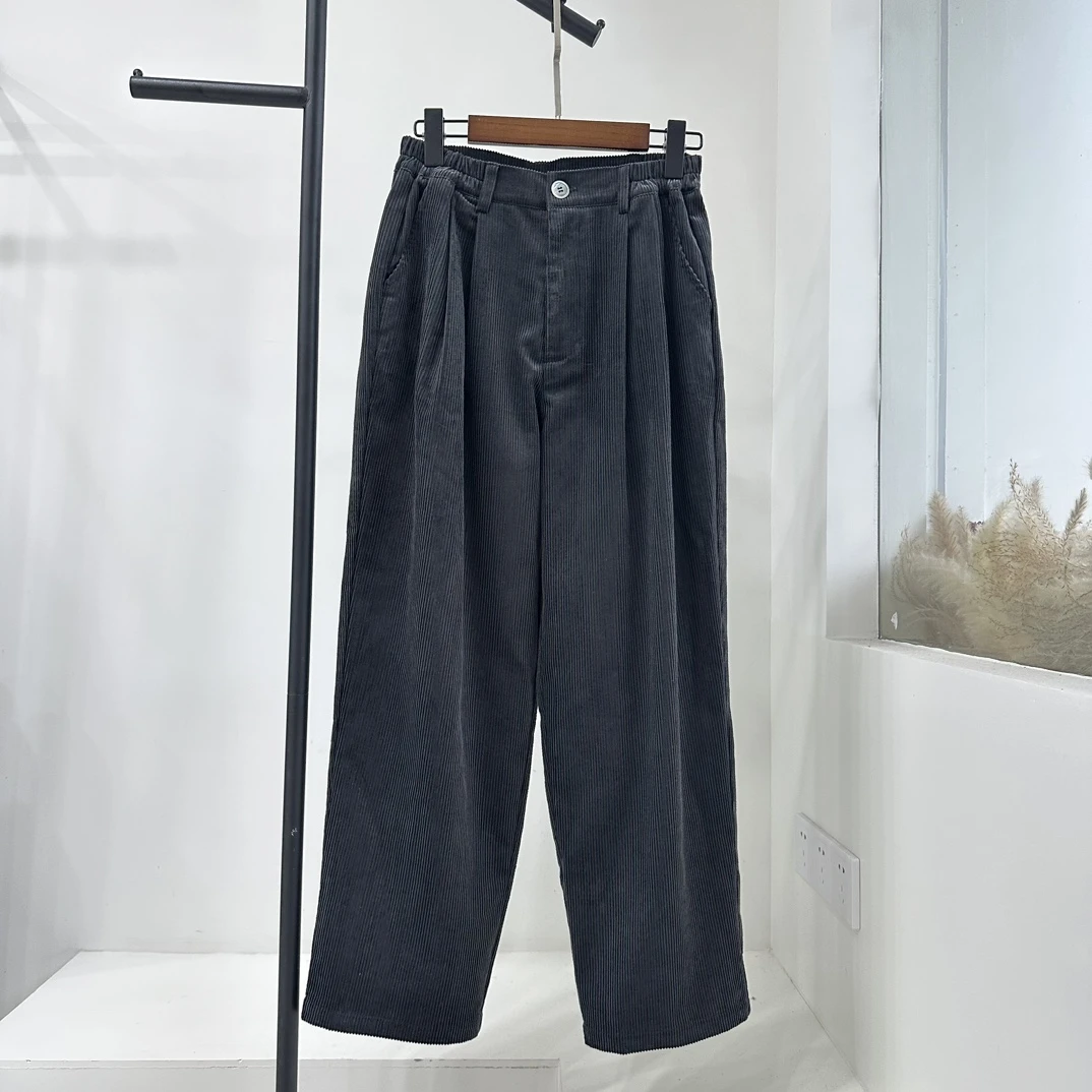 A-304女士秋冬款显瘦小个子休闲百搭灯芯绒宽松阔腿休闲九分裤