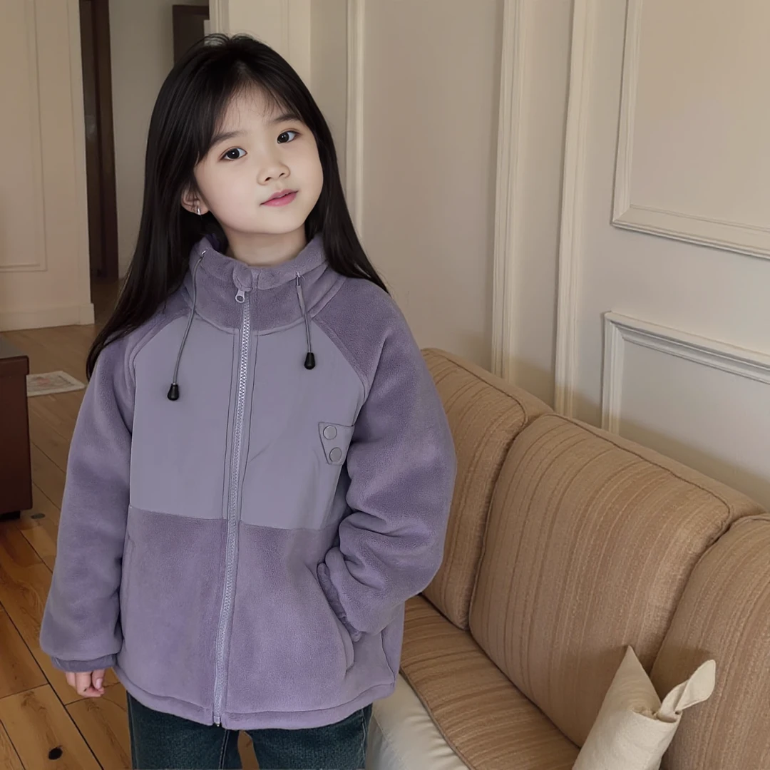 女童外套秋冬装儿童奥利绒毛毛衣新款女孩冬季加绒加厚上衣童装潮