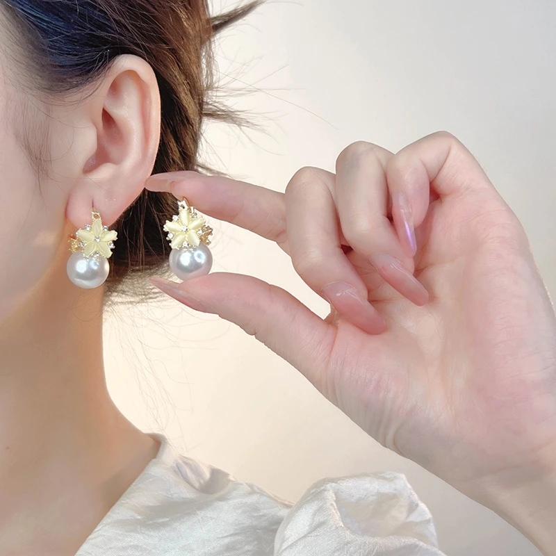 铜合金耳饰 精致花朵双面耳扣女洋气质超仙耳环甜美耳饰N1688