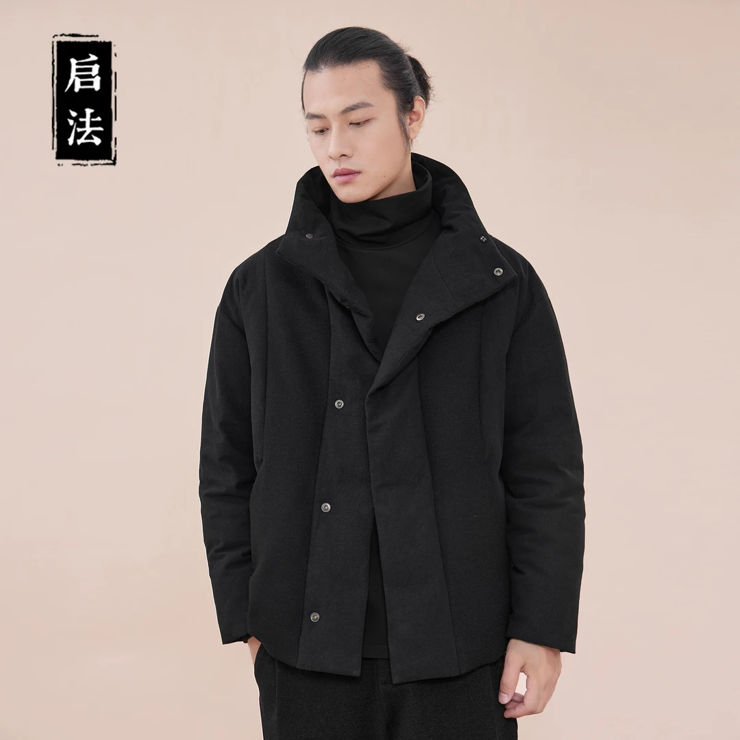 启·法男装新款羽绒服冬季加厚羽绒外套男新中式拼接立领上衣男