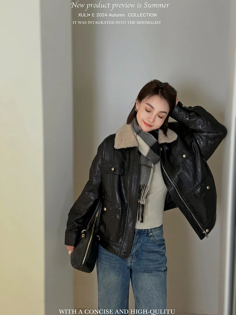 XULI'S EPOCH翻毛领设计皮夹克·1015P2290-4