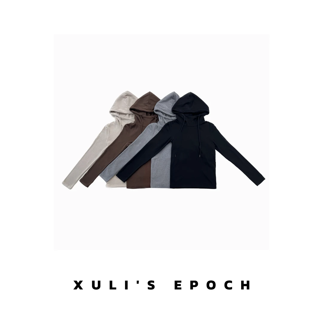 XULI'S EPOCH螺纹抽绳带帽设计打底衫·发回来小黑屋81355