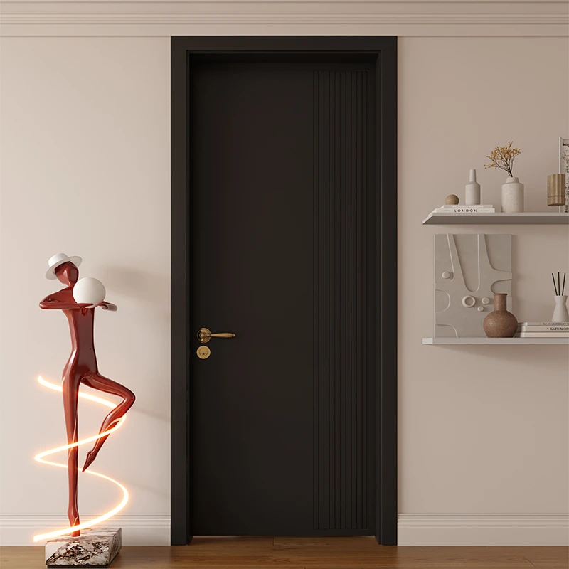 潮盛CS-P046实木复合门法式卧室门复古黑色房间室内门隔音单开门