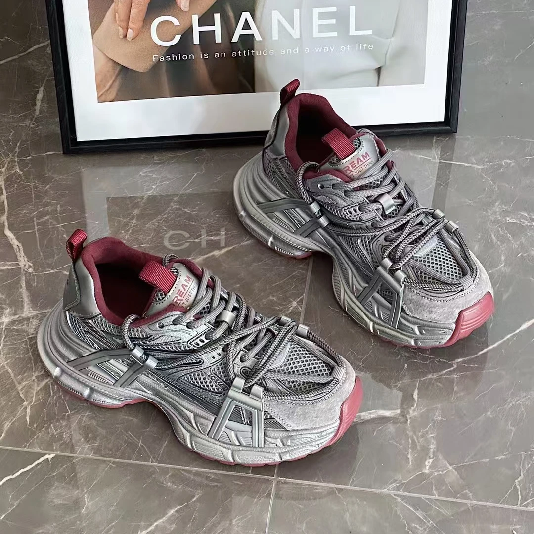 厚底735老爹鞋女款2024新款春秋款显脚小舒适增高透气休闲运动鞋