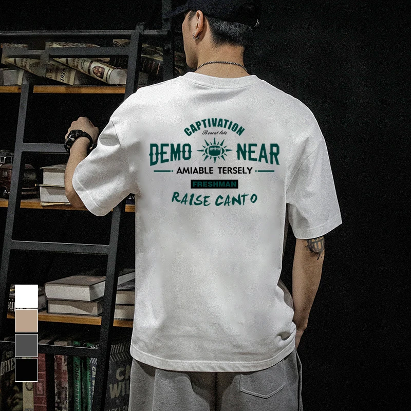 纯棉短袖t恤男款男士潮牌潮流百搭圆领宽松休闲衣服重磅短袖男t恤