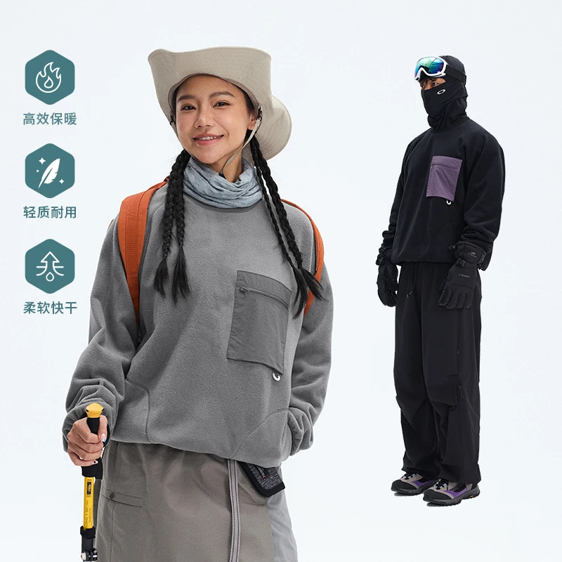 NBCT运动户外贴布口袋运动卫衣秋季厚款宽松摇粒绒卫衣0268-2