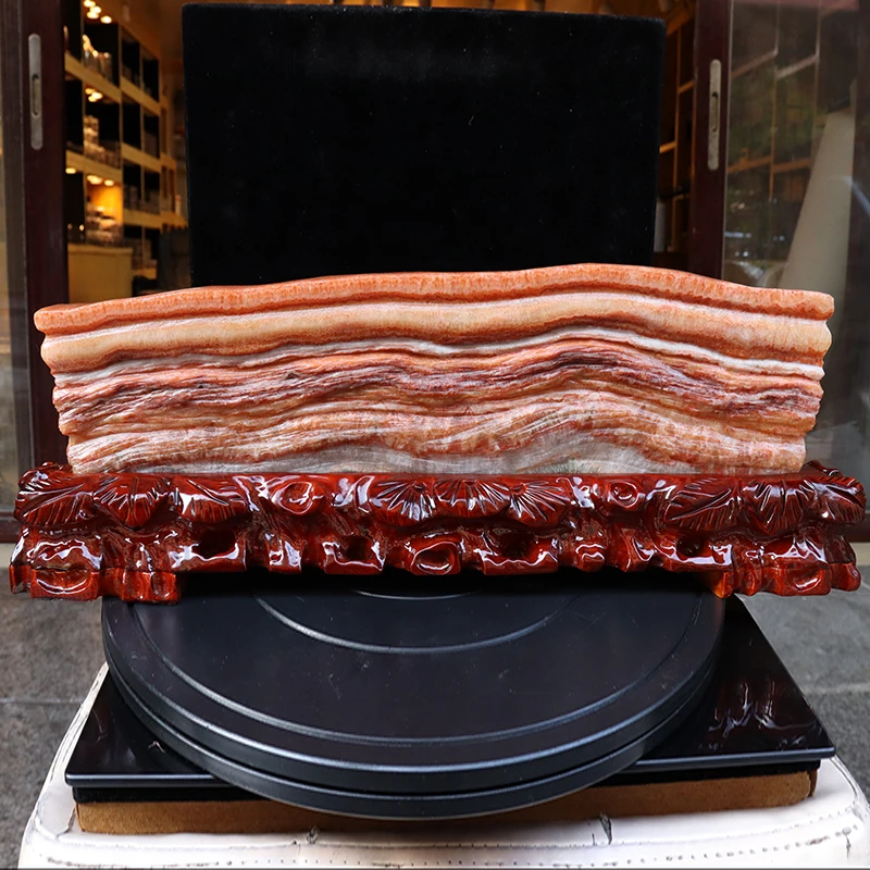 猪肉石天然石材肉石广西柳州红烧肉五花肉摆件53*18*6cm 11092g