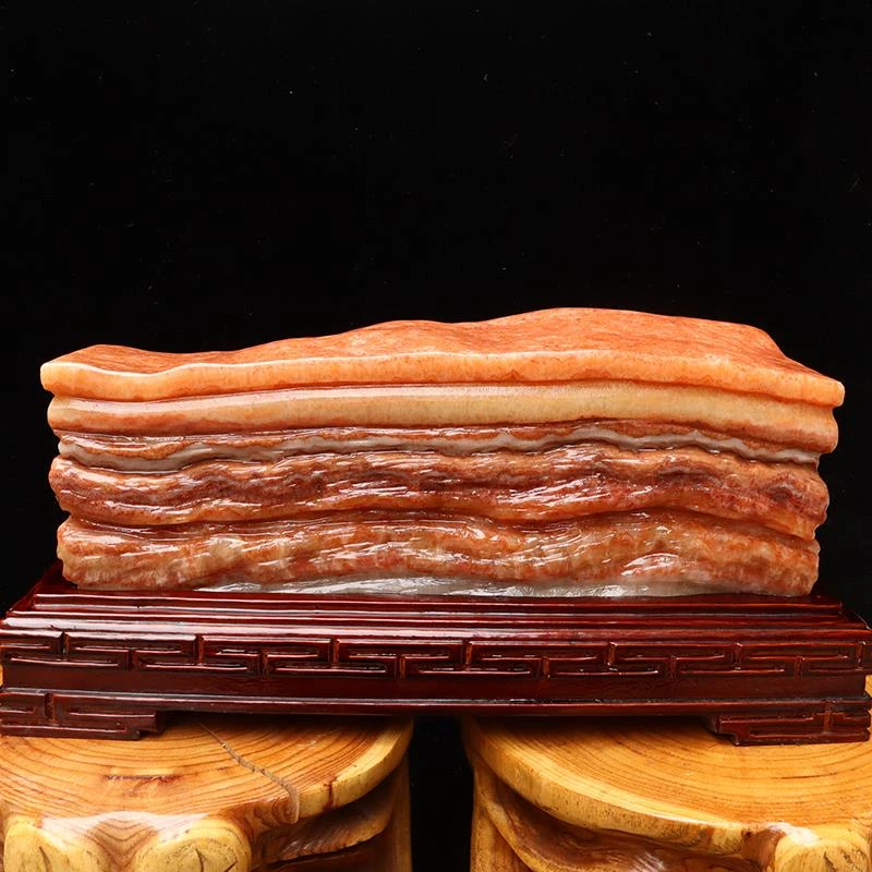 猪肉石天然肉石广西柳州红烧肉腊肉五花肉摆件48*22*12cm19800g