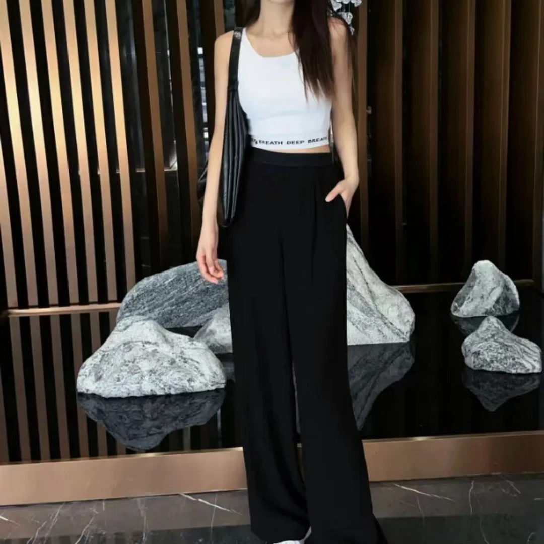 阿家正品活动高腰显瘦气质阔腿百搭大巴黎裤 5100265-2062811-001