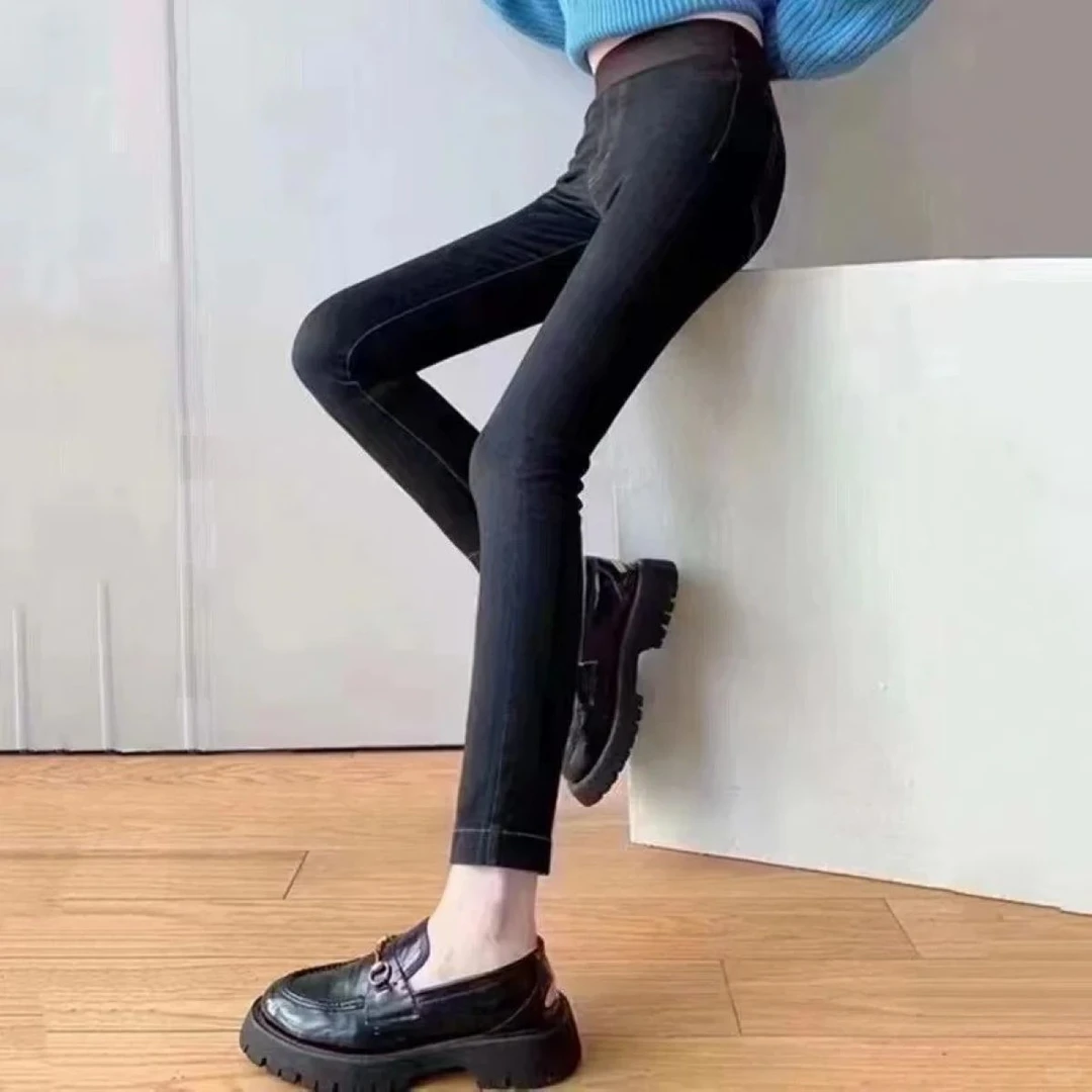 阿家正品活动瑜伽纸片王炸弹力高腰牛仔裤 5100355-2063811-001