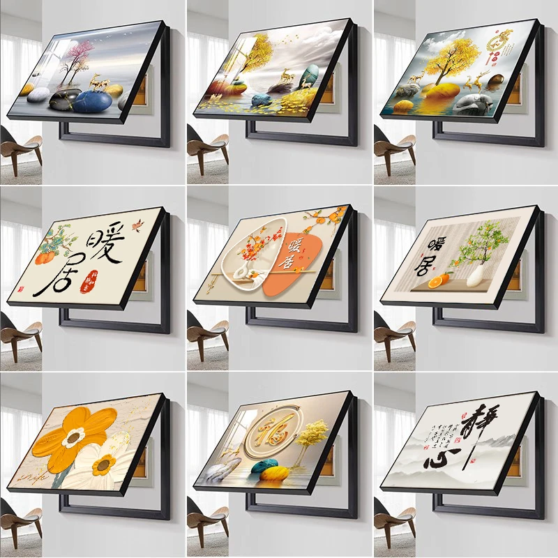 电表箱装饰画2025新款免打孔遮挡配电箱餐厅开关电闸箱电盒子挂画