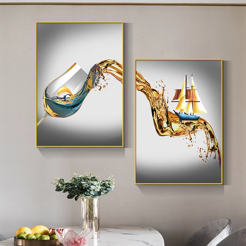 双联餐厅装饰画现代简约厨房餐桌饭厅背景墙壁画北欧挂画竖款画框