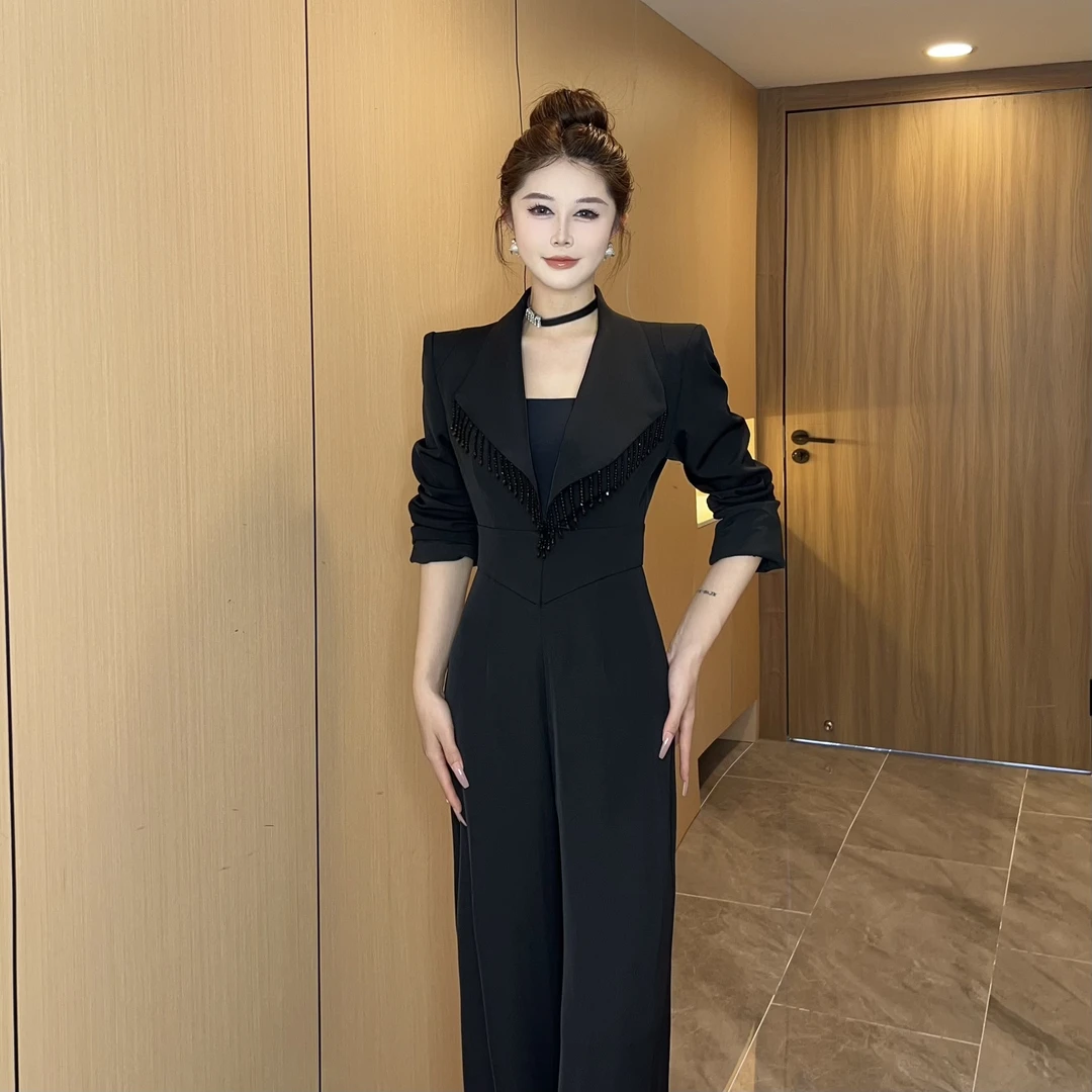 【MD原创·宵夜】2024秋季新款长袖修身轻奢高腰显瘦气质连体裤