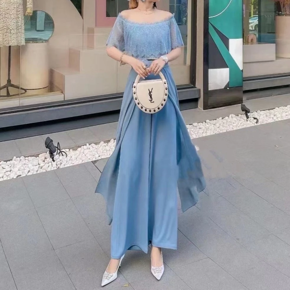 【MD设计师品牌】法式时尚气质显瘦女神三件套套装上衣+裤子+腰带