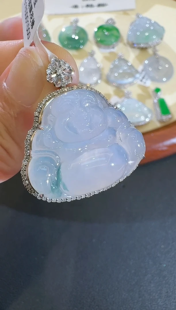 【闪购商品】翡翠吊坠(不含链)18K金镶嵌【源头工厂】钻石镶嵌佛公
