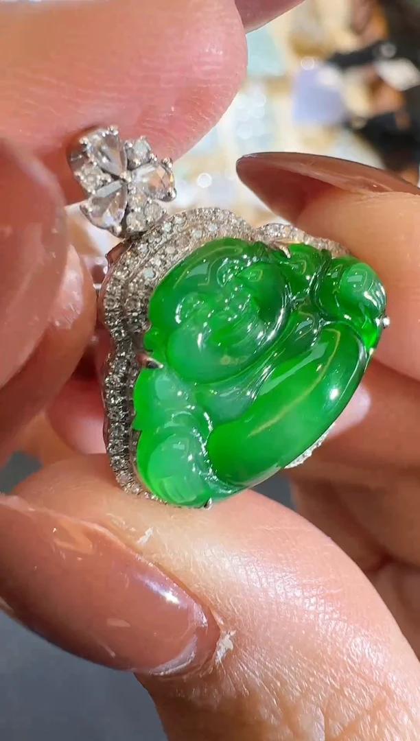 【闪购商品】翡翠颈饰18K金镶嵌【源头工厂】钻石镶嵌