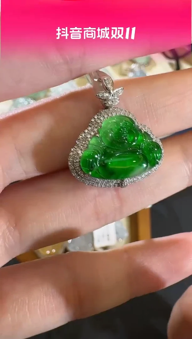 【闪购商品】翡翠吊坠(不含链)18K金镶嵌【源头工厂】钻石镶嵌佛公