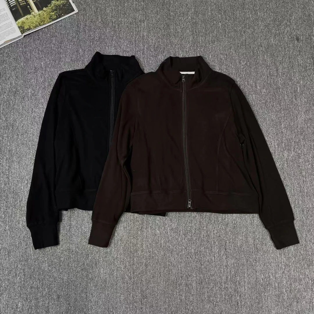 13174余小鱼 两色立领纯色弧形明线拉链门襟长袖外套上衣女装