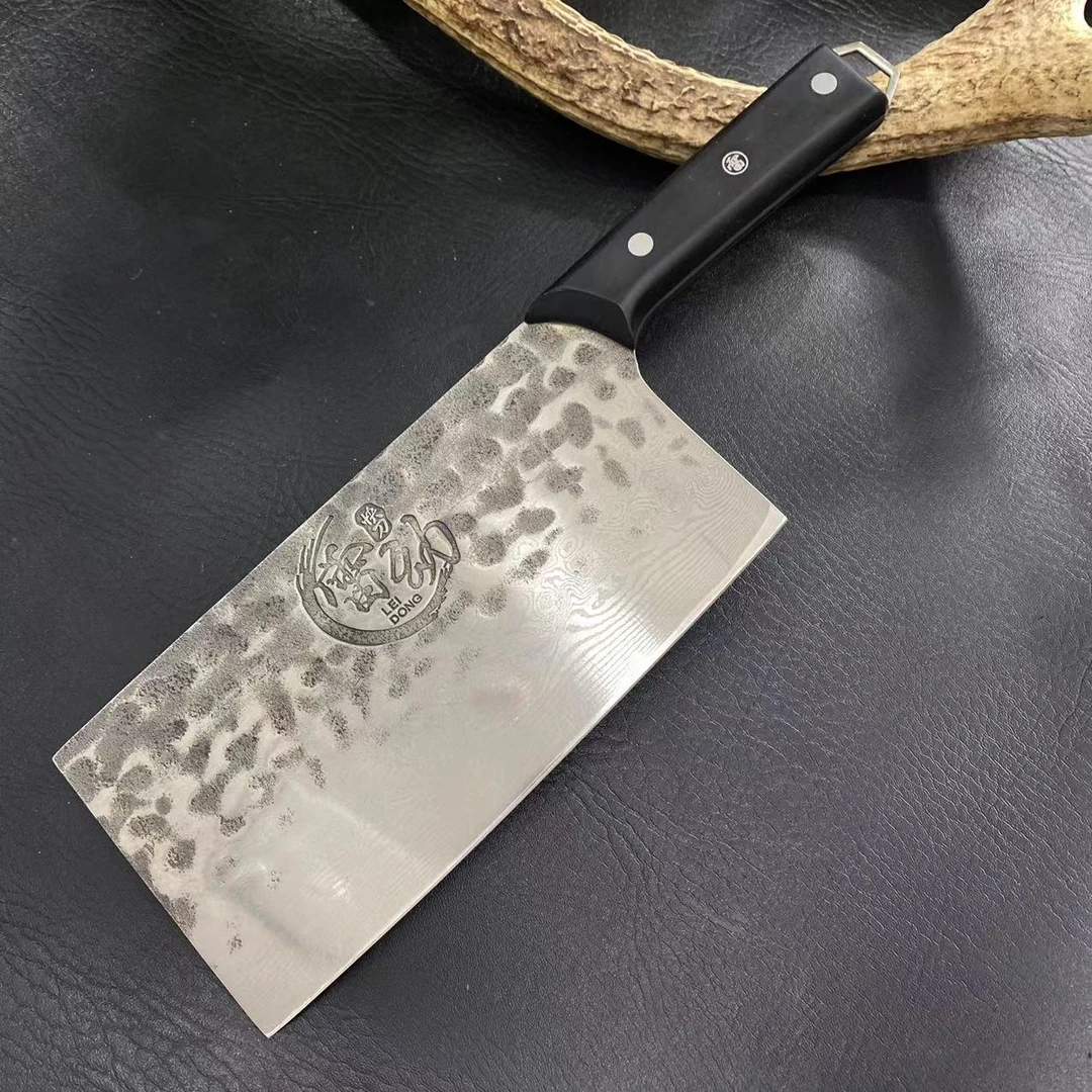 纯手工一体锻打真大马士革斩切两用菜刀家用商用厨师正宗阳江菜刀