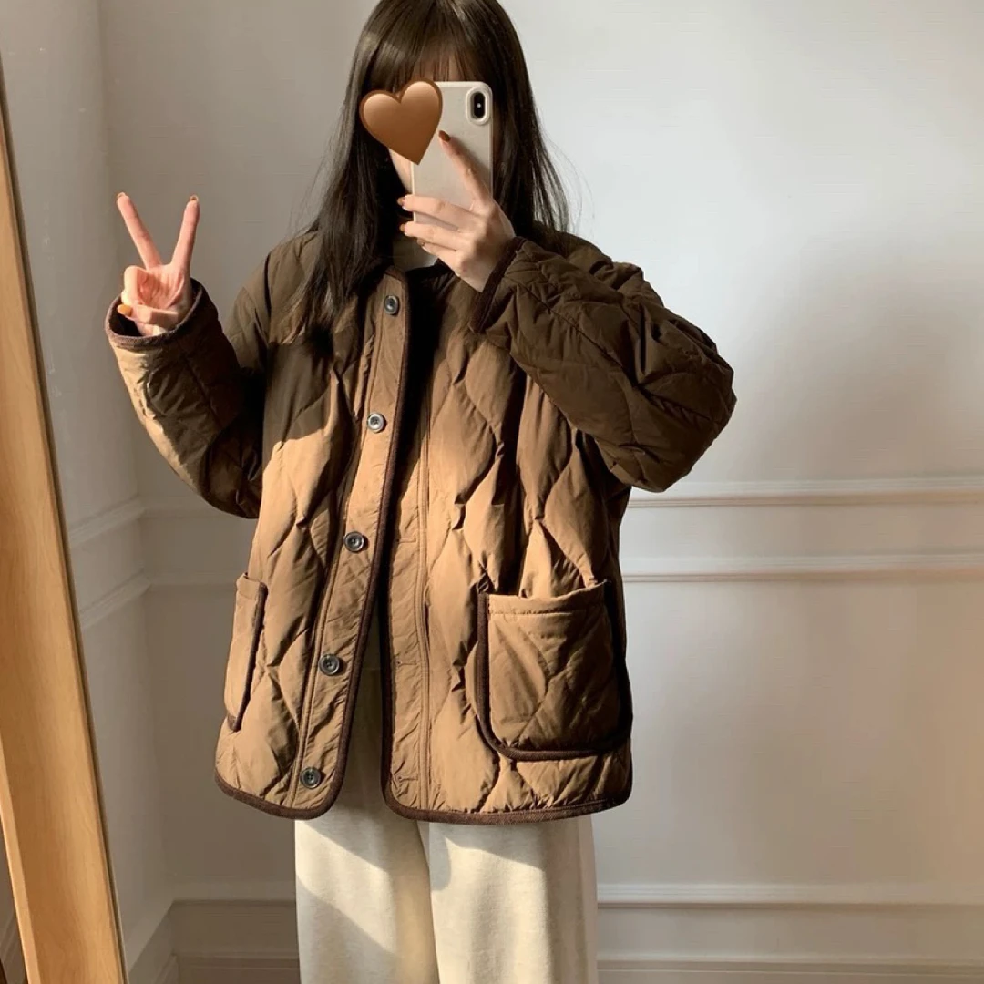 鱼姐家搭连帽卫衣的棉服小个子宽松加厚保暖韩版休闲百搭复古秋冬
