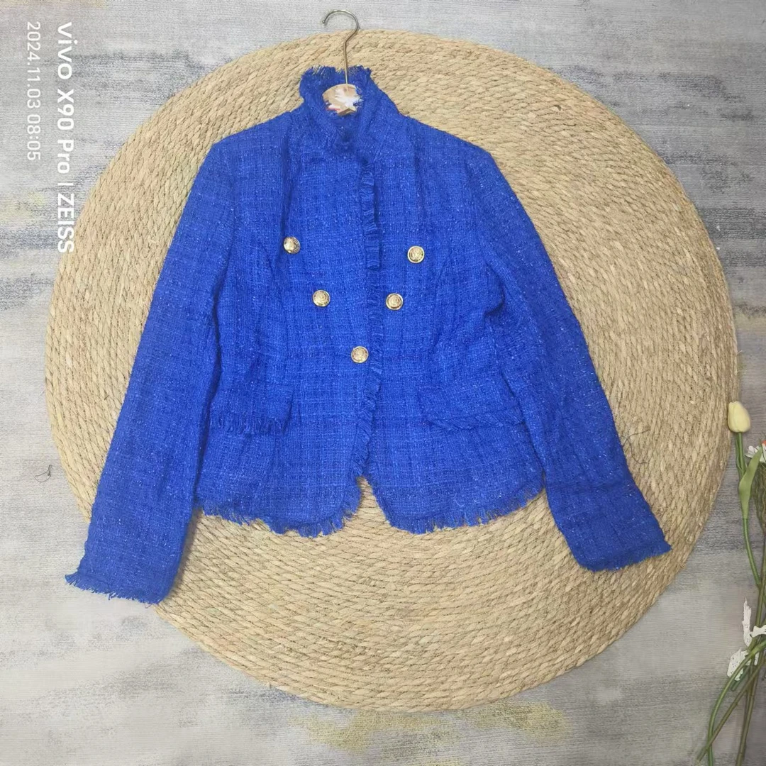 品牌剪标  4仓T6-5-59147款   法式复古小香蓝色外套